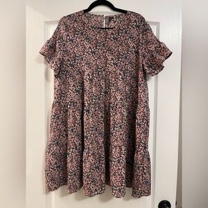 SHEIN Leopard Print Animal Print Tiered Baby Doll Dress Flowy Polyester